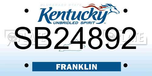 SB24892 Kentucky License Plate