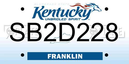 SB2D228 Kentucky License Plate