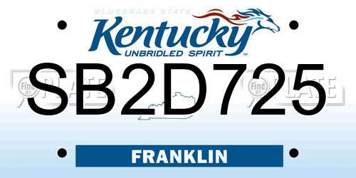 SB2D725 Kentucky License Plate