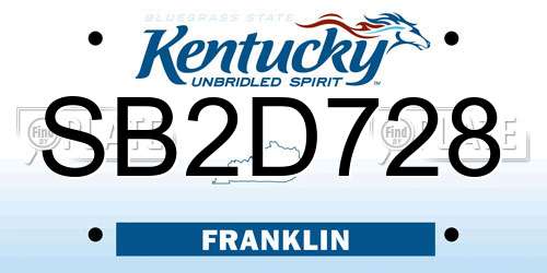 SB2D728 Kentucky License Plate