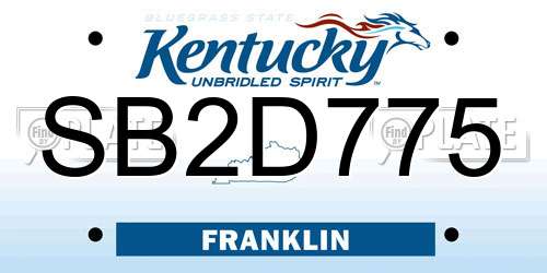 SB2D775 Kentucky License Plate