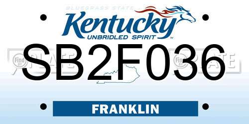 SB2F036 Kentucky License Plate