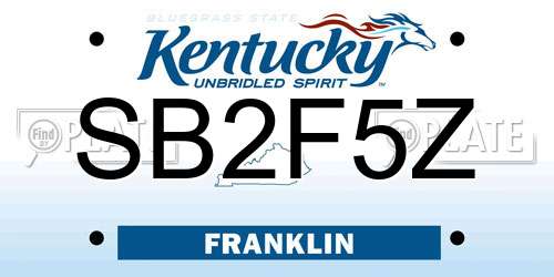 SB2F5Z Kentucky License Plate