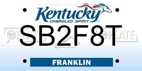 SB2F8T Kentucky License Plate
