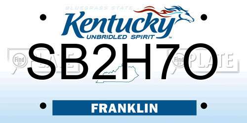 SB2H7O Kentucky License Plate