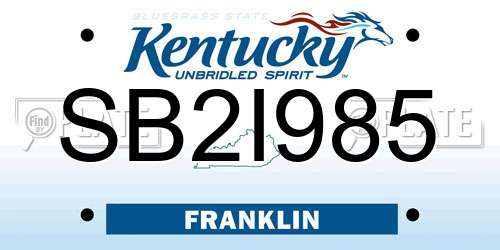 SB2I985 Kentucky License Plate