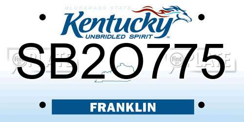 SB2O775 Kentucky License Plate