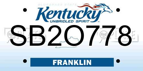 SB2O778 Kentucky License Plate
