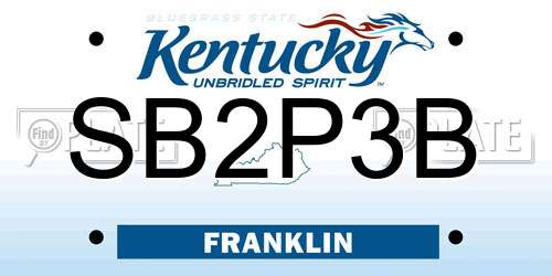 SB2P3B Kentucky License Plate