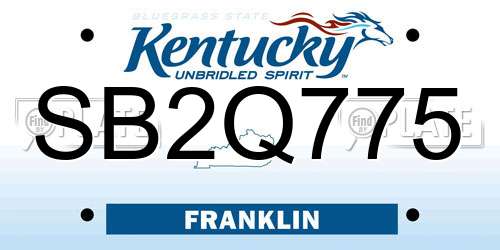 SB2Q775 Kentucky License Plate