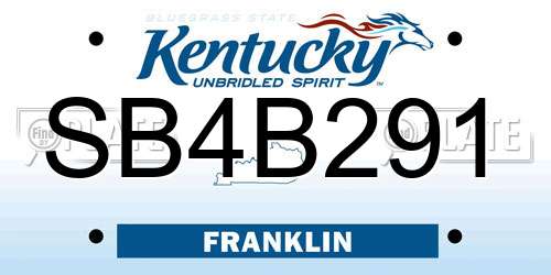 SB4B291 Kentucky License Plate
