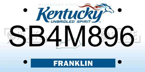 SB4M896 Kentucky License Plate