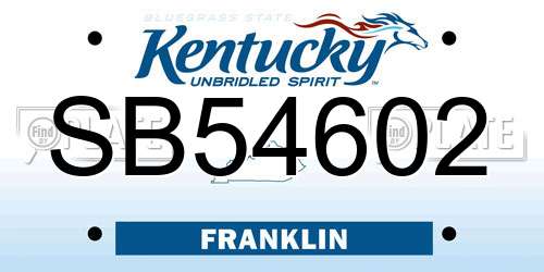 SB54602 Kentucky License Plate