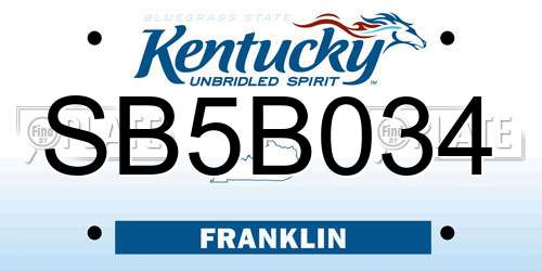 SB5B034 Kentucky License Plate