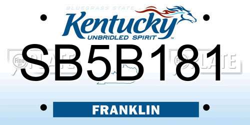 SB5B181 Kentucky License Plate