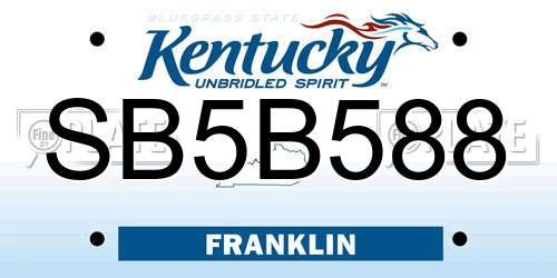 SB5B588 Kentucky License Plate