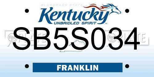 SB5S034 Kentucky License Plate