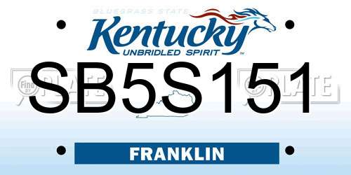 SB5S151 Kentucky License Plate