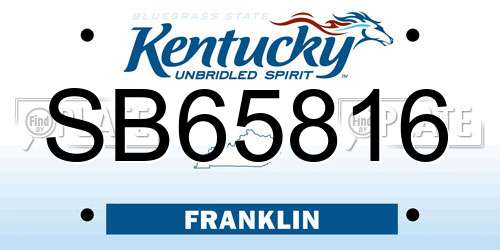 SB65816 Kentucky License Plate