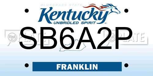 SB6A2P Kentucky License Plate