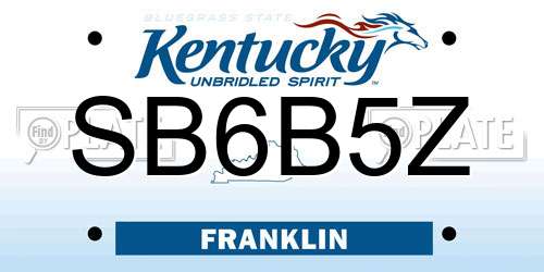 SB6B5Z Kentucky License Plate