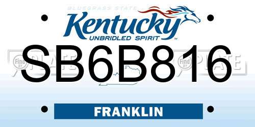 SB6B816 Kentucky License Plate