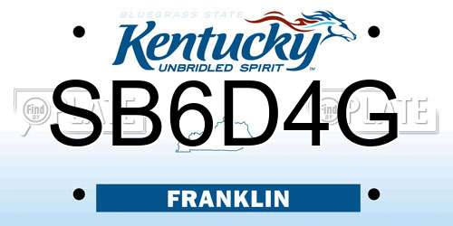SB6D4G Kentucky License Plate