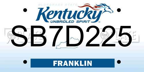 SB7D225 Kentucky License Plate
