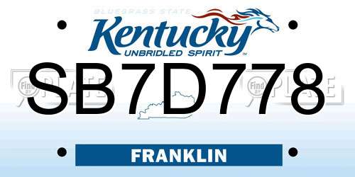 SB7D778 Kentucky License Plate
