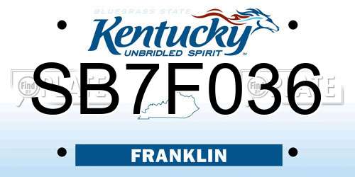 SB7F036 Kentucky License Plate