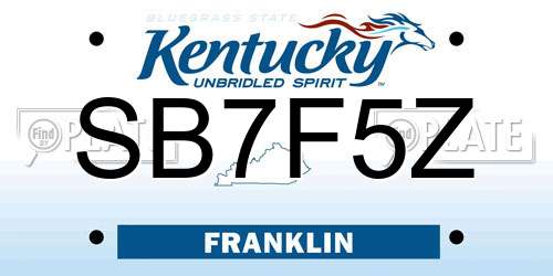 SB7F5Z Kentucky License Plate