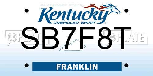 SB7F8T Kentucky License Plate