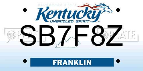 SB7F8Z Kentucky License Plate