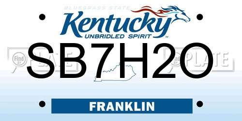 SB7H2O Kentucky License Plate