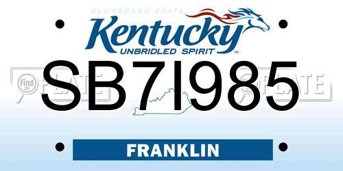 SB7I985 Kentucky License Plate