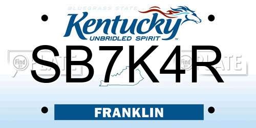 SB7K4R Kentucky License Plate