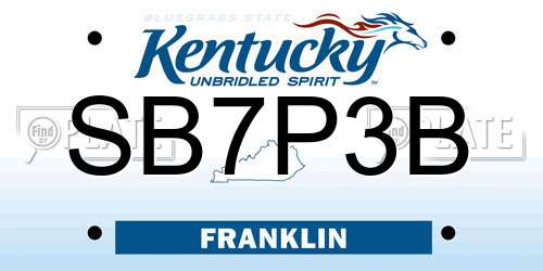SB7P3B Kentucky License Plate