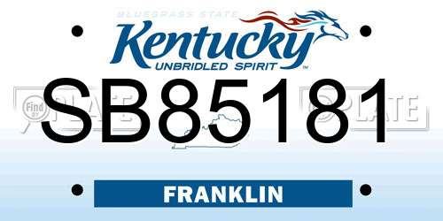 SB85181 Kentucky License Plate