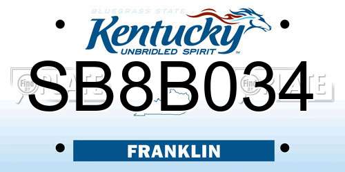 SB8B034 Kentucky License Plate