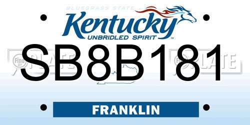 SB8B181 Kentucky License Plate