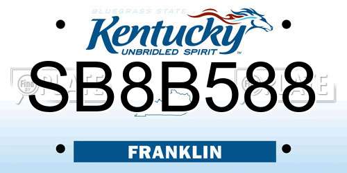 SB8B588 Kentucky License Plate