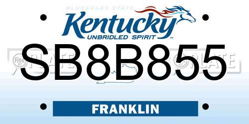 SB8B855 Kentucky License Plate