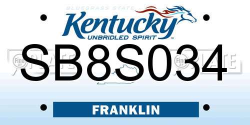 SB8S034 Kentucky License Plate