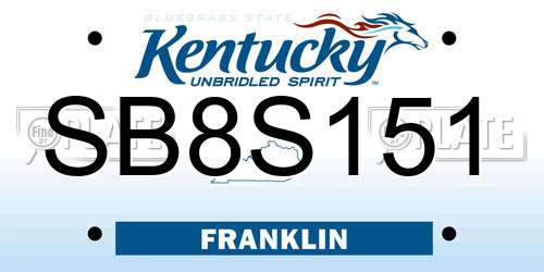 SB8S151 Kentucky License Plate