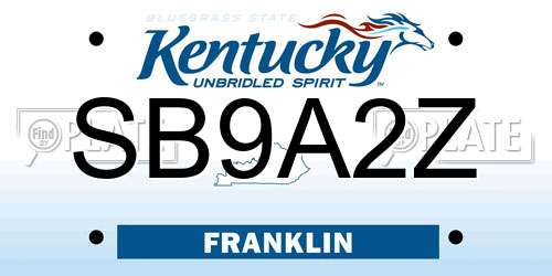SB9A2Z Kentucky License Plate