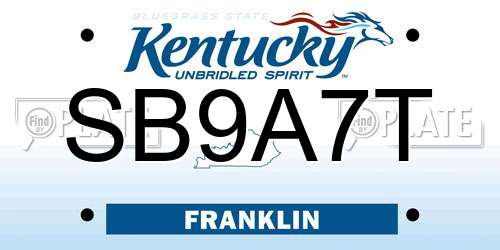 SB9A7T Kentucky License Plate