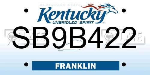 SB9B422 Kentucky License Plate