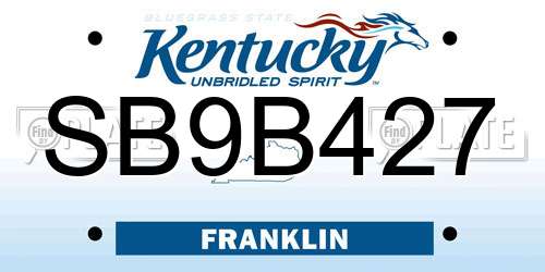 SB9B427 Kentucky License Plate