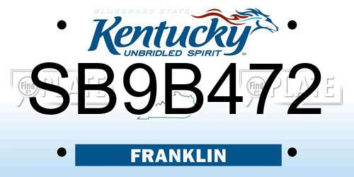 SB9B472 Kentucky License Plate