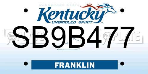 SB9B477 Kentucky License Plate